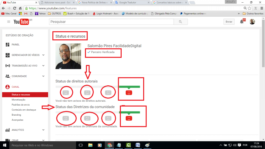 1-PRINT STATUS E RECURSOS CANAL YOUTUBE